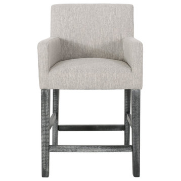 Chaparral Contemporary Fabric Upholstered Wood 26"  Counter Stool, Light Gray/Gray