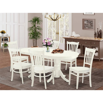 East West Furniture Vancouver 7-piece Wood Table and Dining Chair Set in White