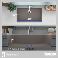 Karran QU-812 Undermount 32.5" Large Single Bowl Quartz Sink Kit, Concrete