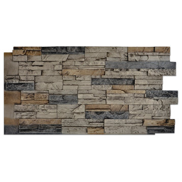 Panels Decor -  Dry Stack Stone Polyurethane Panel, 48" W x 25" H, Quarry Gray