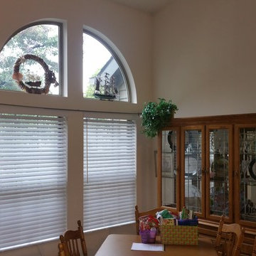 Cordless Faux Woods Installed in Dining Room