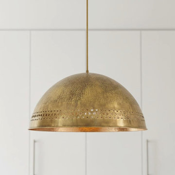 Brass dome ceiling light
