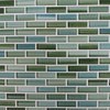 Rip Curl Green and Blue Hand Painted Glass Mosaic Subway Tile, 10 Square Feet