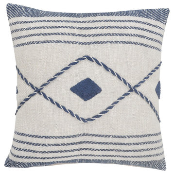 Coastal Edge Geometric Diamond Throw Pillow, Blue/White