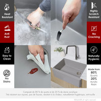 30" Undermount Workstation Single Bowl Gray Composite Granite Kitchen