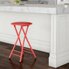Round Counter Height Bar Stool 24" Backless Folding Chair, 300 lb Capacity, Red