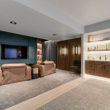 Luxury Basement Remodel | Custom Media Lounge, Wet Bar & Spa Bathroom