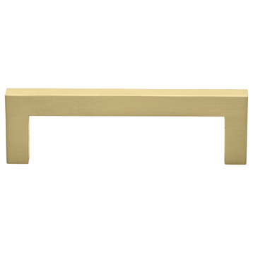 3-3/4" Screw Center Solid Square Bar Handle Pull, Satin Gold, Set of 10