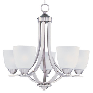Axis 5-Light Chandelier, Satin Nickel, Frosted