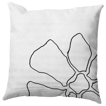 Petal Lines Indoor/Outdoor Throw Pillow, Black/White, 16x16"