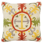 Bareens Designer Rugs - Eclectic Howes Kilim Suzani Handmade Pillow - Embellish your home with this timeless casual chic handmade Suzani Embroidered pillow made with gorgeous soft luxurious color pallet and an intricate design. Handmade pattern with beautiful color combination and unique majestic intricate design this handmade pillow is a mesmerizing addition to any d�cor. An intricate design and exquisite coloration make this handmade pillow a standout piece in any decor.