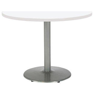 KFI Mode 48" Round Breakroom Table with White Round Silver Base Counter Height