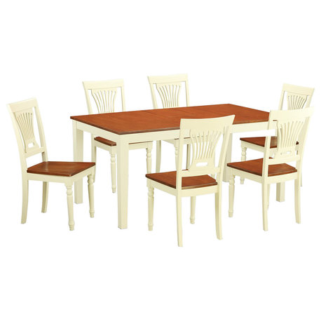 7-Piece kitchen Dinette Set, Table and 6 Dining Chairs, Buttermilk