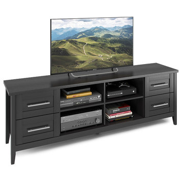 CorLiving Jackson Extra Wide TV Bench in Black Grain Finish, For TVs up to 80"
