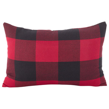Buffalo Check Plaid Cotton Throw Pillow with Insert, Red, 13"x20"