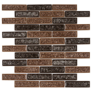 Modket Brown Crackle Glass Brick Joint Mosaic Tile Kitchen Backsplash TDH172MO