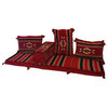 Abha 5-Piece Floor Seating Set, Traditional Arabic Red, Foam Filled
