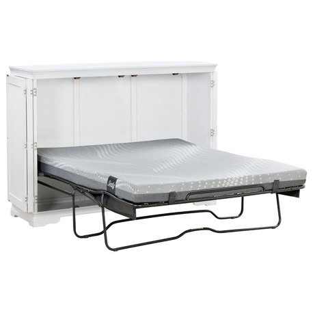 San Sebastian Cabinet Murphy Bed, Sealy Gel Memory Mattress, White, Queen