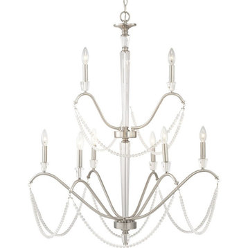 Progress Lighting Stratham Nine-Light Chandelier, Brushed Nickel, P400161-009