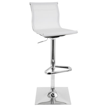 Mirage Contemporary Adjustable Barstool With Swivel, White