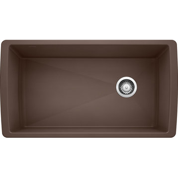 Blanco 441764 18.5"x33.5" Granite Single Undermount Kitchen Sink, Cafe Brown