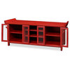 Elmwood Altar Style Media Cabinet, Distressed Red Lacquer