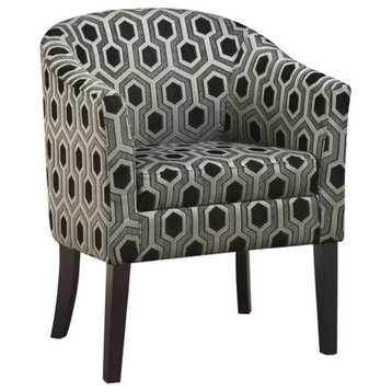 Pemberly Row Barrel Back Accent Chair in Gray and White