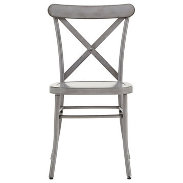 Haley Metal Dining Chairs, Set of 2, Antique Grey