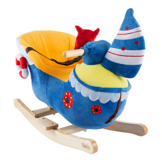 Boat Rocker Toy-Kids Ride On Soft Fabric Covered Wooden Rocking Ship ...
