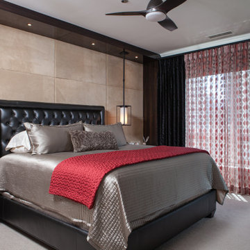 Industrial Pendants with Leather Upholstered Wall