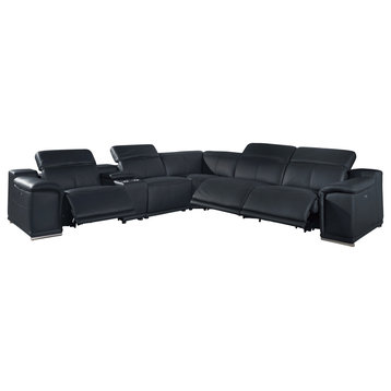 Frederico Genuine Italian Leather 6-Piece 1 Console 3-Power Reclining Sectional, Gray