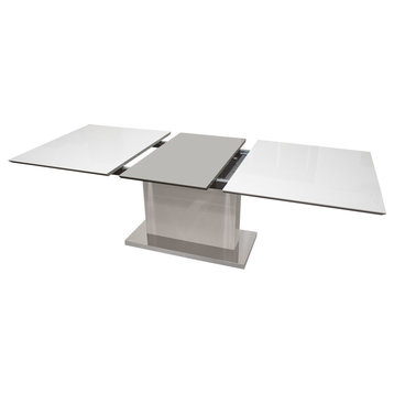 Alaskan Extendable High Gloss White/Gray Dining Table