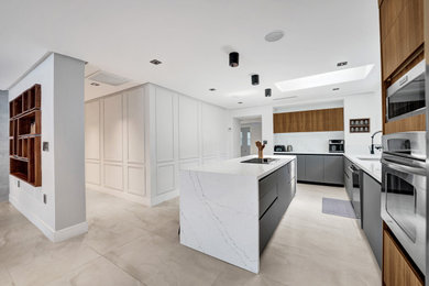 Example of a trendy kitchen design in Seattle