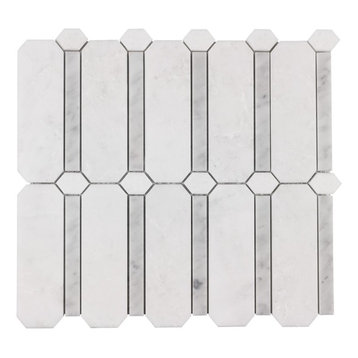 MTO0305 Modern Designer Gray White Natural Thassos Carrara Marble Mosaic Tile