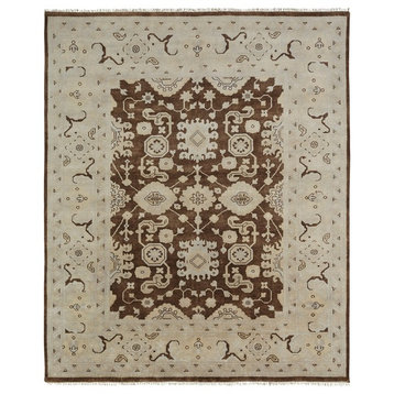 UMBRIA Hand Made Wool Area Rug, Brown, 6'x9'