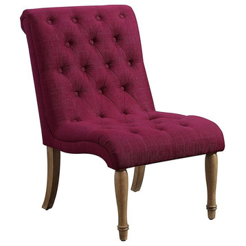 Iris Tufted Upholstered Slipper Chair, Red