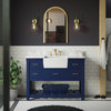 Charlotte Bathroom Vanity, Royal Blue, 48", Carrara Marble Top