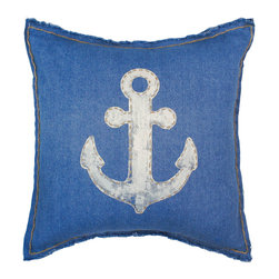 Mayenne Maison - Mayenne Maison Anchor Indigo Pillow - Handmade Item - Decorative Pillows