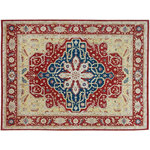 Bareens Designer Rugs - Kafkaz Peshawar Rubi Rust/Blue Area Rug, 12'2"x15'3" - A Persian influenced Turkish hand knotted rug made by skilled artisans capable of creating the most exceptional vegetable dyes and hand-spun New Zealand wool. This gorgeous one of a kind Peshawar Kafkaz handmade rugs is also known as a Chobi Rug. This gorgeous rug is extremely versatile and is famous for its soft pleasing color palette and informal design that works in a myriad of interiors. It has been expertly hand-tied, finished, sun-dried, and can contain up to 1.5 million knots. It takes 4 skilled artisans to hand knot this rug nine to twelve months to complete this piece of art. The invigorating colors and patterns in this rug will give your home an elegant and fresh appearance. While drawing upon the coloring and patterns of antique rugs, contemporary Peshawar pieces incorporate modern design motifs and feature vibrant color tones.Make a statement in your room with this vibrant red hand-knotted rug with complimenting color pallet of tan, brown, gold, blue and ivory. This traditional hand knotted rug made with finest wool will add grace and elegance to any decor. The valorous motifs and beautiful accent colors will blend with your interior design.