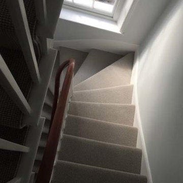 Grey Carpet Installation to Stairs