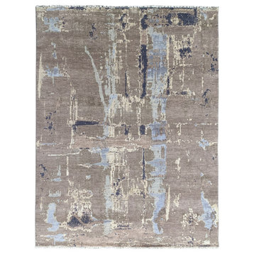 EORC Gray Hand Knotted Wool Knot Rug 6' x 9'