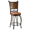 Linon Copper Stamped Back Swivel Faux Leather Steel Counter Stool in Bronze