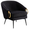 Claire Accent Chair, Black Steel, Black Velvet, Gold Steel Accents