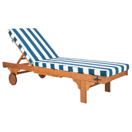 Safavieh Newport Chaise Outdoor Lounge Chair, Blue/White