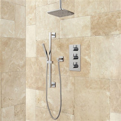 Monopoli Thermostatic Shower System in Brushed Nickel Finish - Showerheads And Body Sprays
