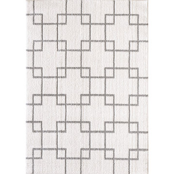 Silky Shag 5901-119 Area Rug, Ivory And Silver, 2'x3'3"
