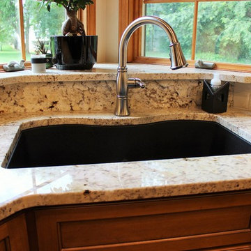 Maple Kitchen With Black and Gold Accents