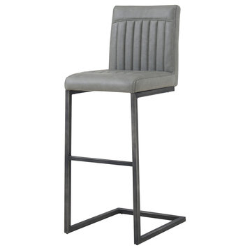Ronan Bar/ Counter Stool, Set of 2, Antique Graphite Gray, Bar Stool, Faux Leather