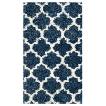 Safavieh Montreal Shag Collection SGM832 Rug, Blue/Ivory, 3' X 5'