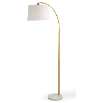 Transitional 26.5" x 64.5" Marble Metal Gold And White Lamp